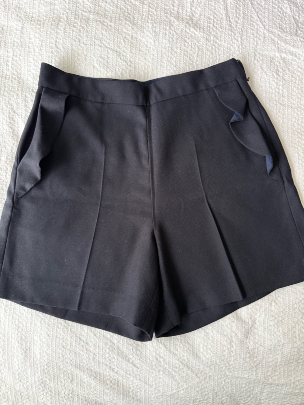 Sandro Black High-Waist Tailored Shorts